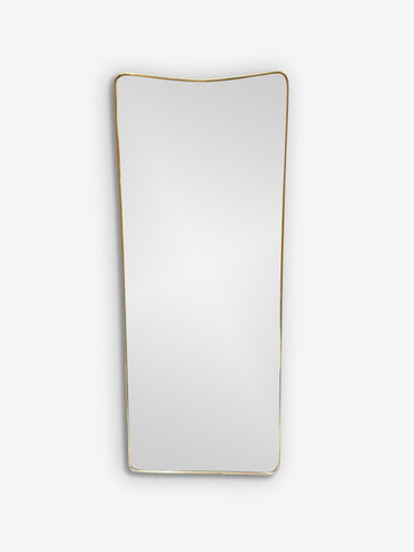 1950's Long Slight Curved Mirror in Aged Brass Attributed to Gio Ponti for Fontana Arte - MONC XIII