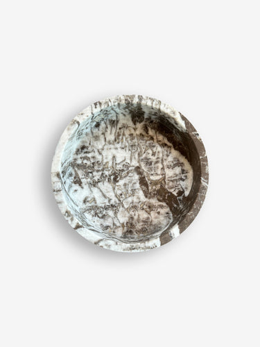 Dure Bowl in Dark Grey Mondragone Marble and Yeti Suede by Michael Verheyden