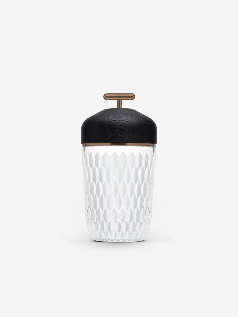 St. Louis Crystal Folia Lamp in Black Ash & Bronze