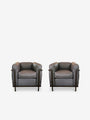 Pair Of iMaestri Le Corbusier 2 Armchair Corbusier in Grey Leather by Cassina - MONC XIII