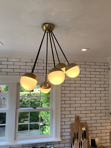 Stilnovo Beautiful 1950s Style Ceiling Light with 5 Glass Globes Lighting Vintage