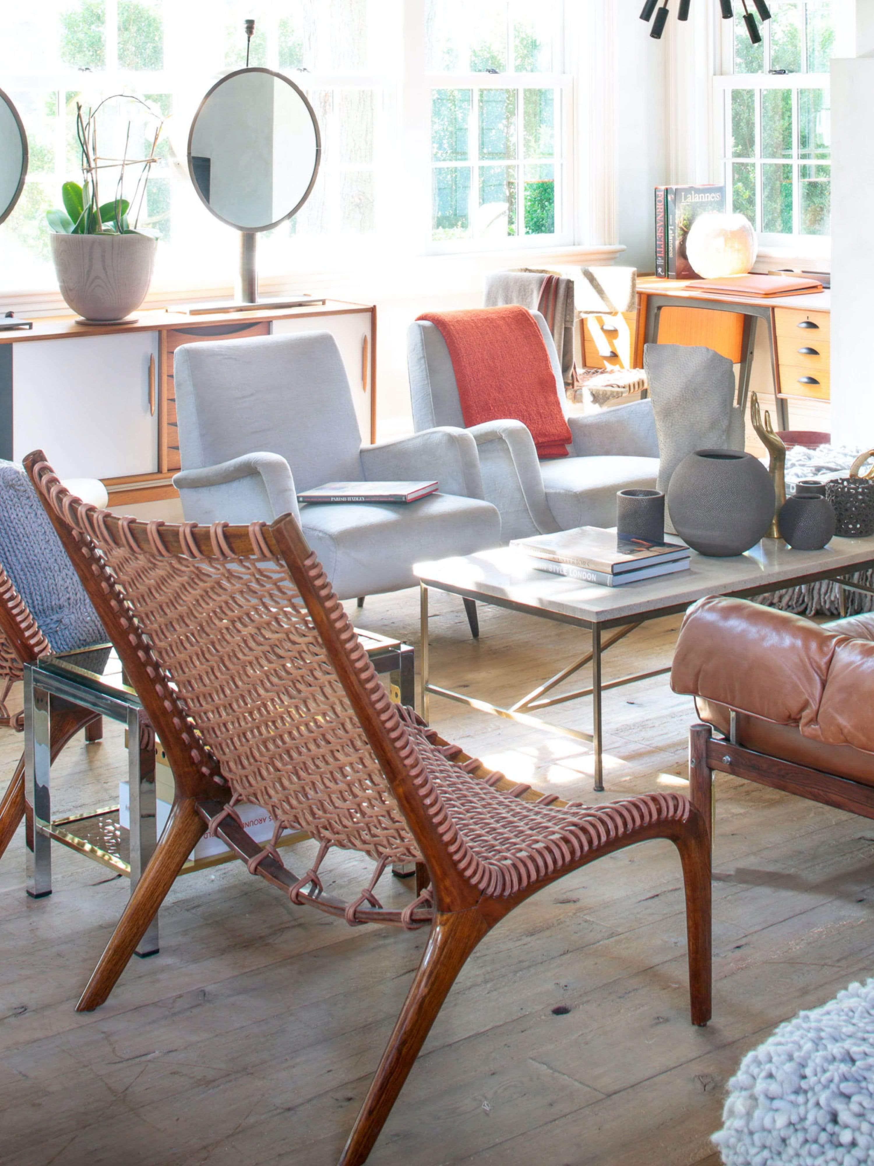 Brazilian Teak Leather Lounge Chair