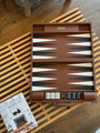 Espresso Leather Challenge Backgammon Board with Espresso Field by Geoffrey Parker - MONC XIII