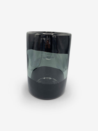 Arcade Murano Ichnos A Black on Steel Glass Vase by Arcade Glass Tabletop New Glassware 12.25” H x 8” Diameter / Black / Glass