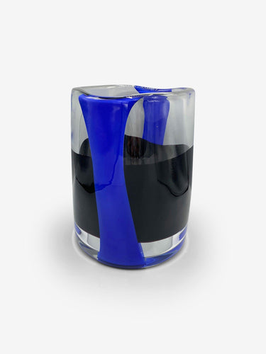 Arcade Murano Ichnos B Black & Blue Glass Vase by Arcade Glass Tabletop New Glassware 11” H x 8