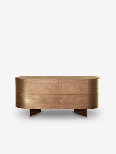 Cassina Patricia Uruquiola Rondos 4 Drawers in American Walnut by Cassina Furniture New Case Pieces 63” L x 21.7” D x 29.8” H / Walnut / Wood