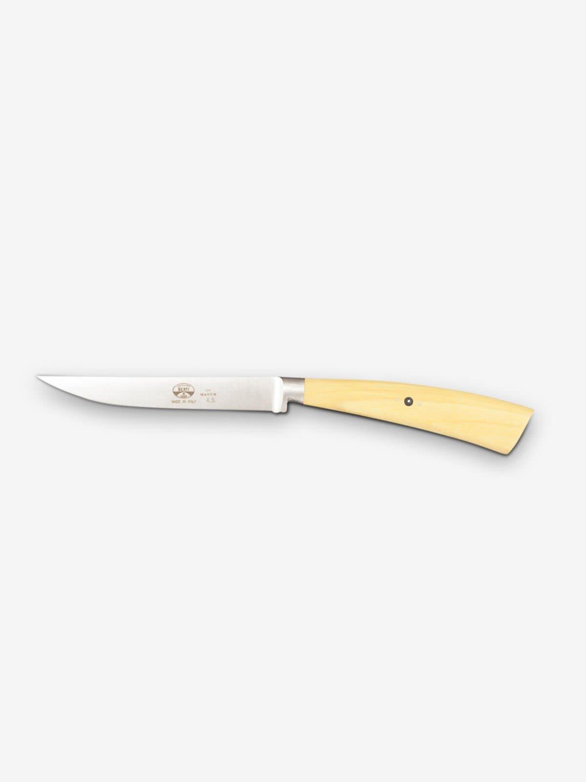 Set of 6 Steak Knives White Lucite Handles Intero Berti 