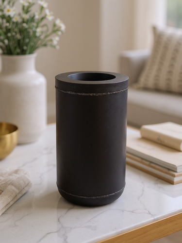 Bonbom Vase M in Blackened Steel by Michael Verheyden