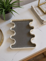 Ossicle Large Marble Tray in Sage Suede Calfskin by Giobagnara
