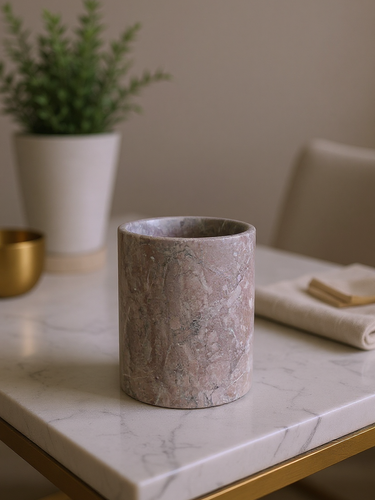 Coppa High Container in Montepulciano Marble by Michael Verheyden