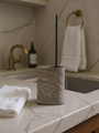 Nobble Marble Toilet Brush in Travertino Titanium by Giobagnara