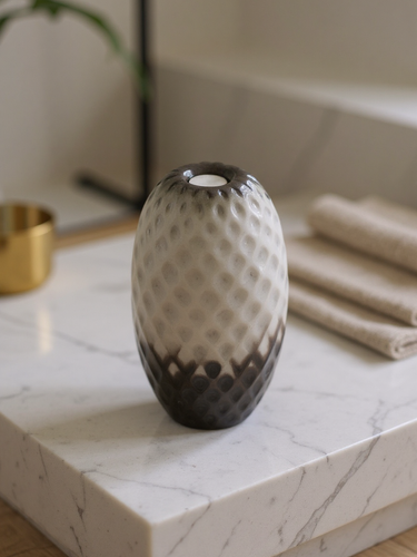 Candy Couture Small Tall Vase in Silver by Glashutte Comploj