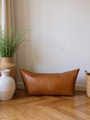 Mao Large Ottoman In Full Grain Leather Cognac Colour