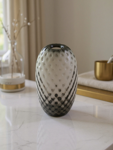 Candy Couture Small Tall Vase in Silver by Glashutte Comploj