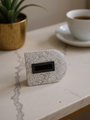 Nobble Marble Tissue Holder in Travertino Titanium by Giobagnara
