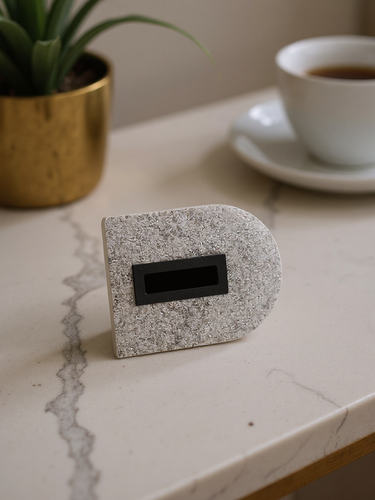 Nobble Marble Tissue Holder in Travertino Titanium by Giobagnara