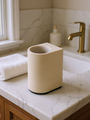 Nobble Marble Toothbrush Holder in Travertino Titanium by Giobagnara