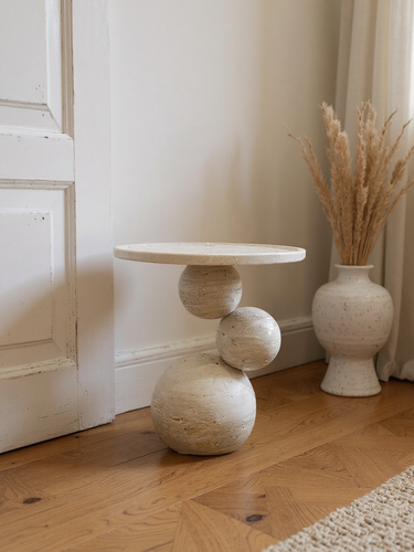 Pair of Travertine Side Tables by a French Atelier, Produced Exclusively for MONC XIII