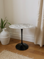 Eero Saarinen Oval Side Table in Grey Satin Marble & Black Base by Knoll