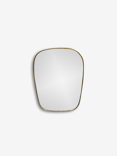 1950' Curved Edge Mirror in Aged Brass Attributed to Gio Ponti for Fontana Arte - MONC XIII