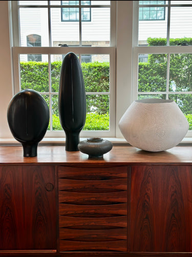 Black Mouth Blown Glass Dolmen B Sculpture by Avec Arcade