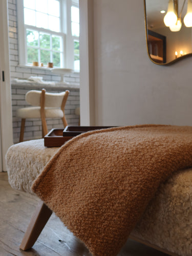 Bear Plaid Throw in Camel and Silk by Alonpi