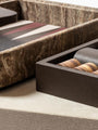 Rodi Backgammon Set in Travertine and Walnut in Calfskin Golf by Giobagnara