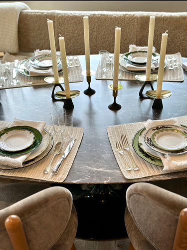 Pair of Candle Holders with Patinated Triangular Base and Polished Top by Carl Auböck