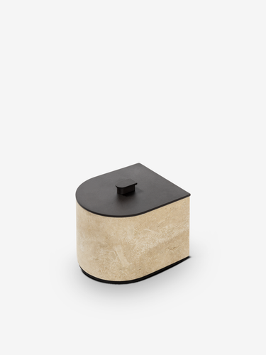 Nobble Marble Large Low Box in Travertino Titanium by Giobagnara