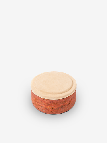 Naxos Small Cappucino Leather & Walnut Travertino Marble Bowl by Giobagnara