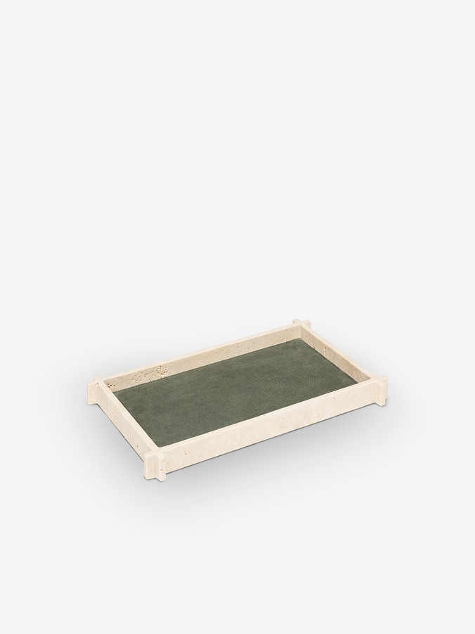 Structura Leather & Marble Medium Long Rectangular Valet Tray by Giobagnara