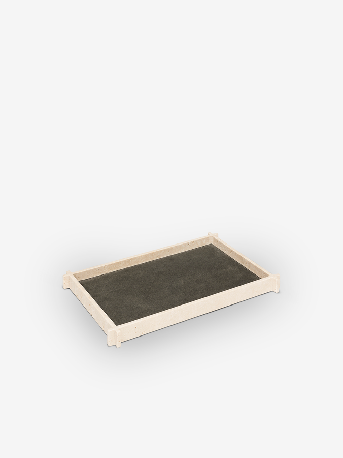 Structura Leather & Marble Large Long Rectangular Valet Tray by Giobagnara