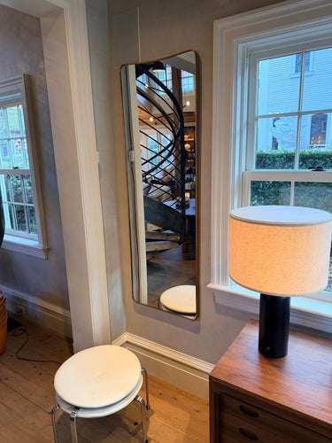 1950's Long Floor Mirror in Aged Brass in the Style of Gio Ponti