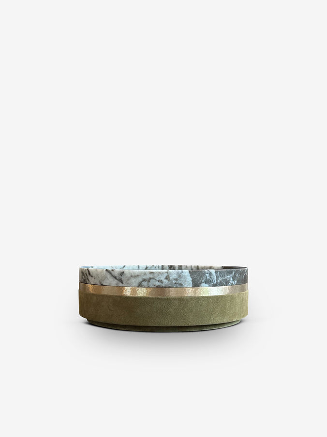 Dure Bowl in Dark Grey Mondragone Marble and Yeti Suede by Michael Verheyden