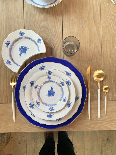Chinese Bouquet Blue Dinner Bowl by Herend