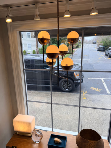 1950's Light fixture in the Style of Stilnovo with Brass and Six Glass Globes