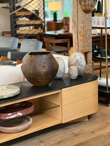 Dado Medium Vase in Grey Travertine by Michael Verheyden