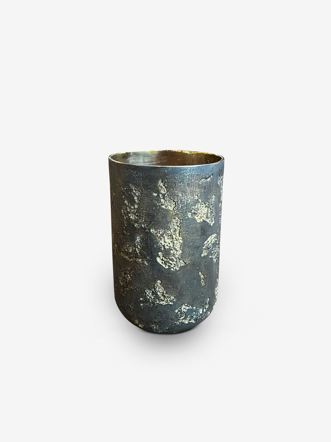 Bruto High Vase in Patinated Brass by Michael Verheyden