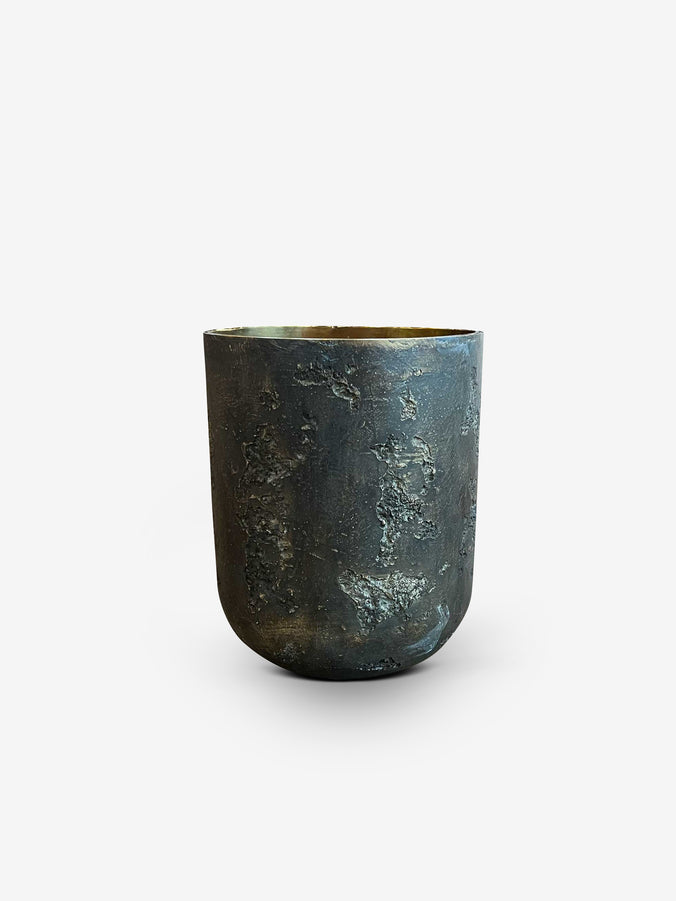 Bruto Vase in Patinated Brass by Michael Verheyden