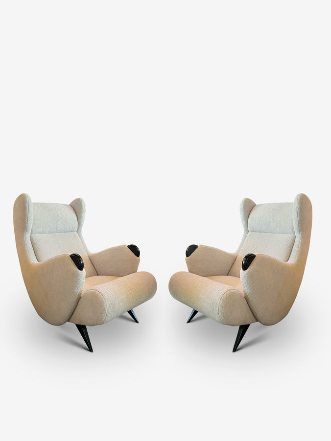 Pair Of Cadillac Chair in Igor Chenille Nuage by Pierre Augustin Rose