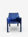 Bellini 413 Cab Chair in Blue Leather by Cassina