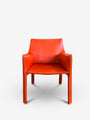 Bellini 413 Cab Chair in China Red Leather by Cassina