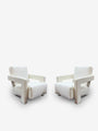 Pair Of 637 Utrecht in Luxor Bianco with Natural Blanket Stitching by Cassina