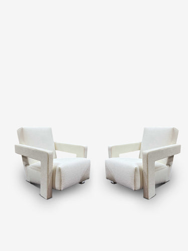 Pair Of 637 Utrecht in Luxor Bianco with Natural Blanket Stitching by Cassina