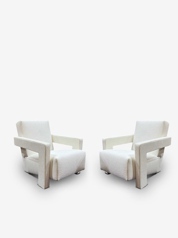 Pair Of 637 Utrecht in Luxor Bianco with Natural Blanket Stitching by Cassina