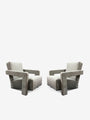 Pair Of 637 Utrecht in Luxor Fucile with Natural Blanket Stitching by Cassina