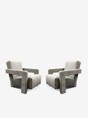 Pair Of 637 Utrecht in Luxor Fucile with Natural Blanket Stitching by Cassina