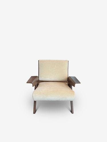 Lina Armchair in Tessen Fabric with Dark Walnut Frame by Gianfranco Frattini for Tacchini
