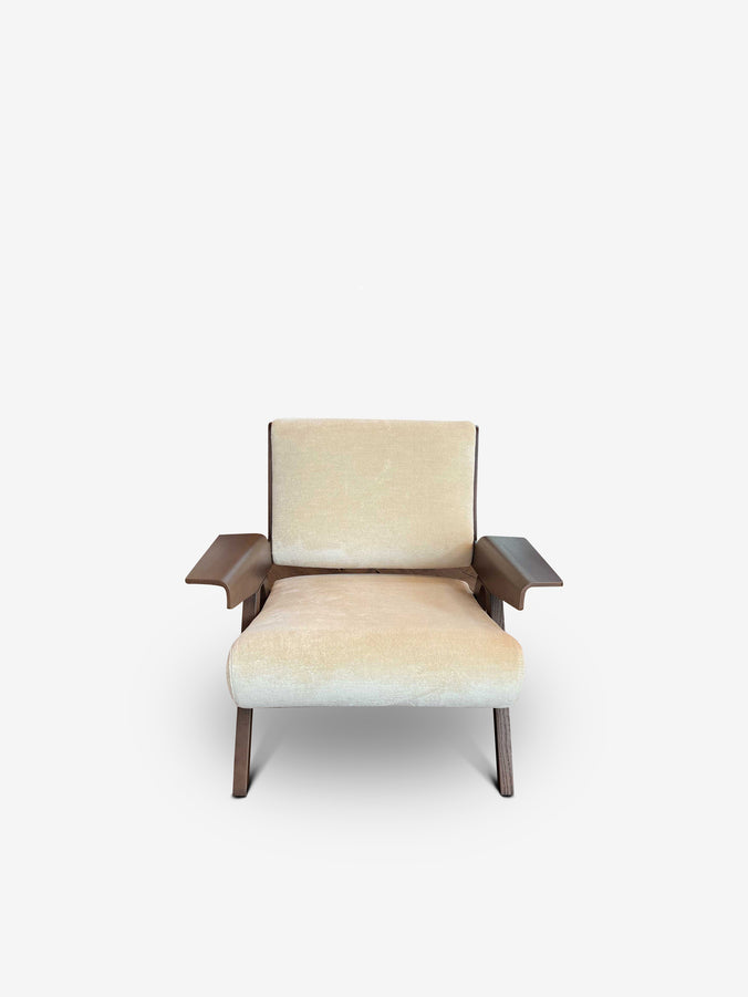 Lina Armchair in Tessen Fabric with Dark Walnut Frame by Gianfranco Frattini for Tacchini