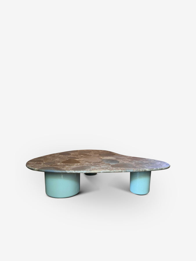 Gian & Pan TB124 Low Table in Ceppo Appia Antica with Glossy Lacquered White Cement Base by Studiopepe for Tacchini